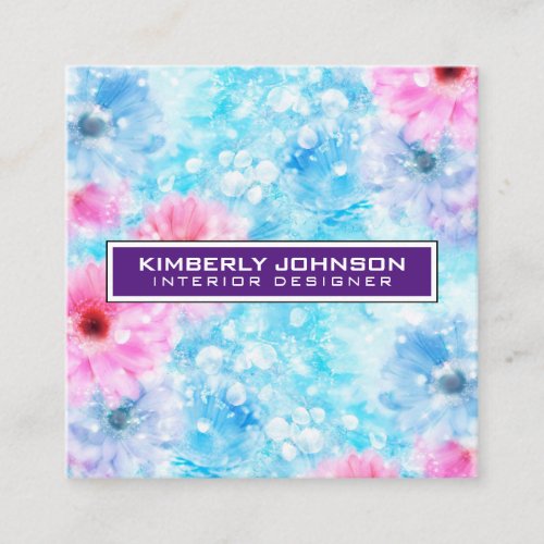 Elegant Flower Design Minimalist Editable Square Business Card