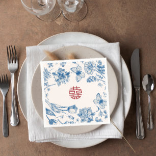 Elegant Flower Double Xi Chinese Wedding Napkins