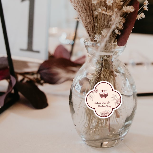 Elegant Flower Double Xi Chinese Wedding Sticker (Elegant Flower Double Xi Chinese Wedding Sticker)