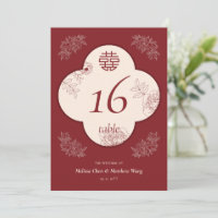 Elegant Flower Double Xi Wedding 5x7 Table Number