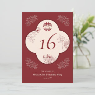 Elegant Flower Double Xi Wedding 5x7 Table Number