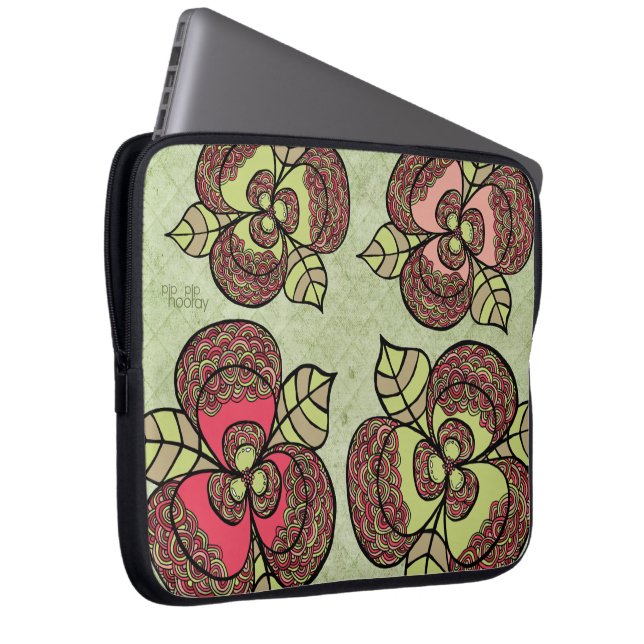 Elegant Flower Floral Designer Laptop Sleeve Bag (Front Right)