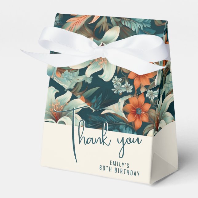 Elegant Flower Floral Pattern Birthday  Favor Boxes (Front Side)