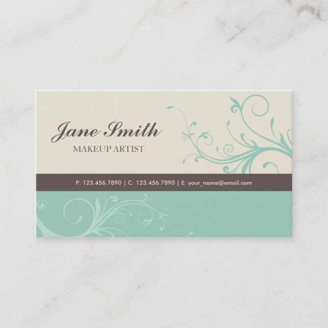Elegant Flower Floral Retro Modern Stylish Classy Business Card (Front)