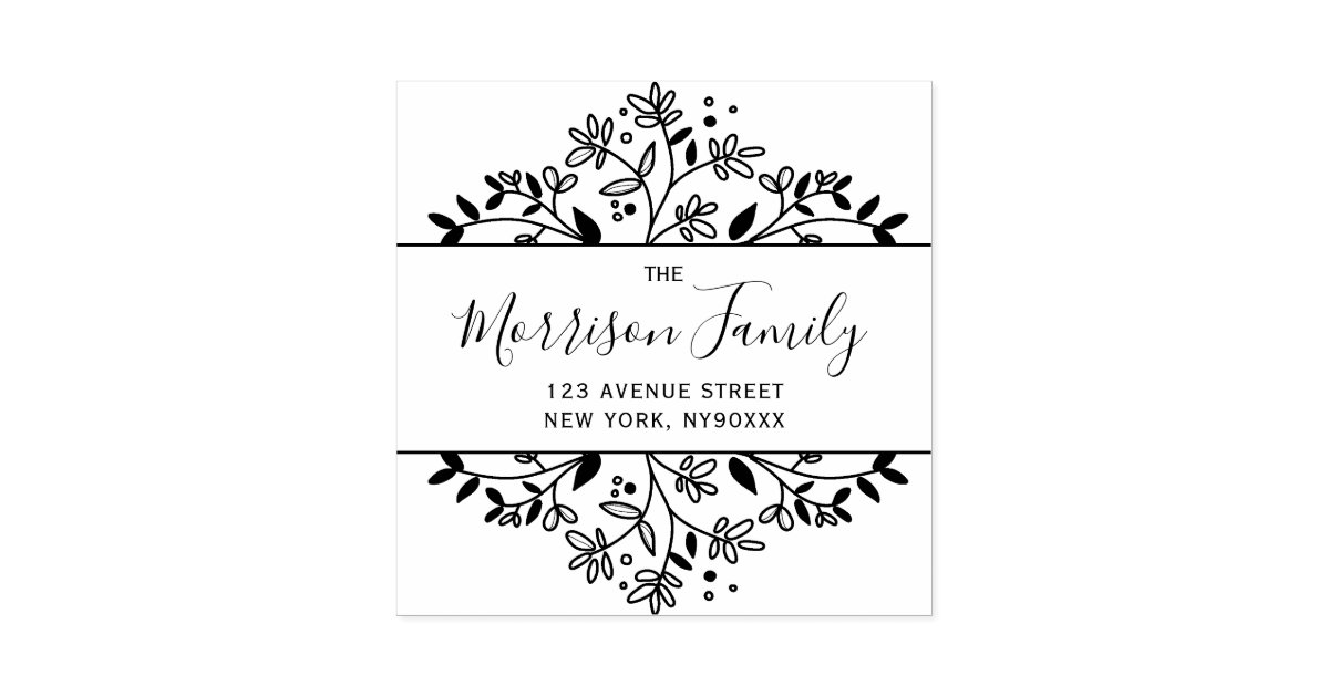 elegant flower frame script address rubber stamp | Zazzle