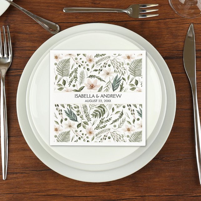 Elegant Flower Garden Floral Botanical Pattern Napkins (In situ Wedding reception)