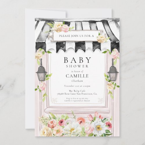 Elegant Flower Garden Girl Baby Shower Invitation