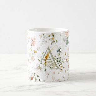 Elegant Flower Garden Monogram Coffee Mug