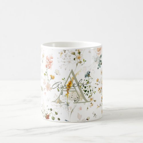 Elegant Flower Garden Monogram Coffee Mug