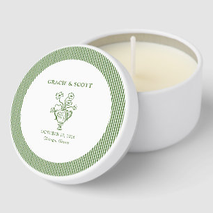 Elegant Flower Garden Party Classic Green Wedding Mini Candle Favors