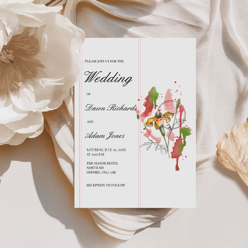 Elegant Flower  Geometric Circle Script Wedding  Invitation