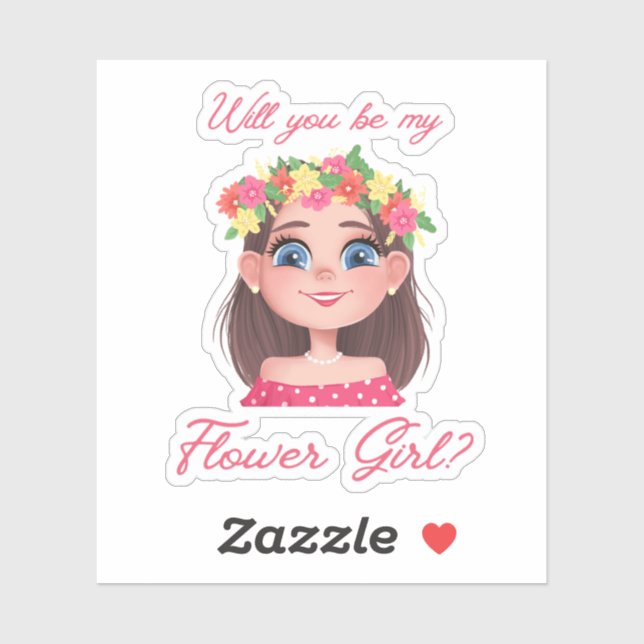 elegant flower girl proposal cute kids sticker (Sheet)