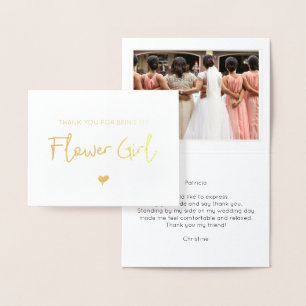Elegant Flower Girl Thank You Photo Gold Foil Card