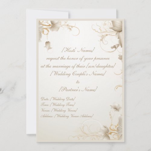 Elegant Flower Gold Chic Gala invitation 