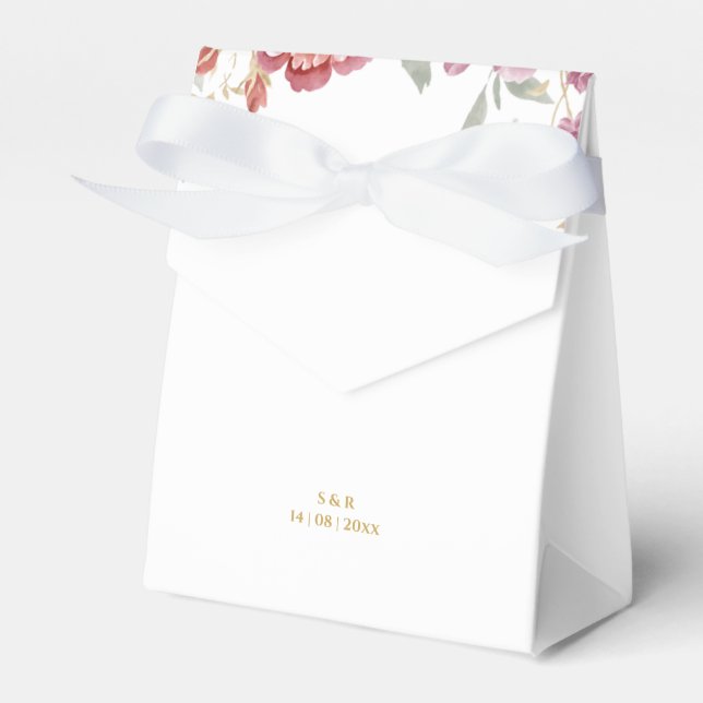 Elegant Flower & Gold Wedding Favor box (Front Side)