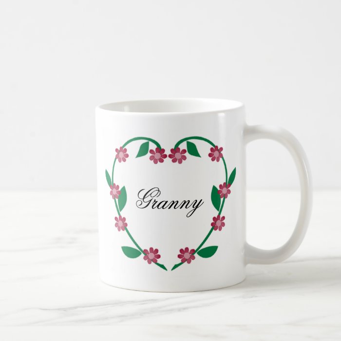 Elegant Flower Heart Granny Coffee Mugs