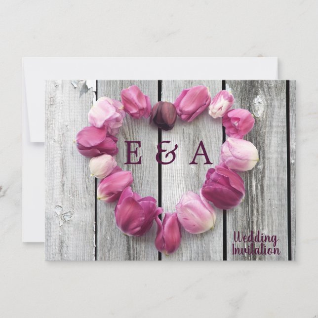 Elegant flower heart rustic barn wood wedding (Front)