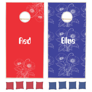 Elegant Flower Line Art with Inspirational Quote Cornhole Set