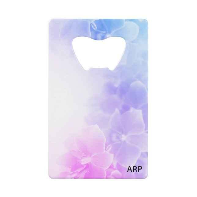 Elegant Flower Macro Photo Pink Lavender Credit Card Bottle Opener (Front)