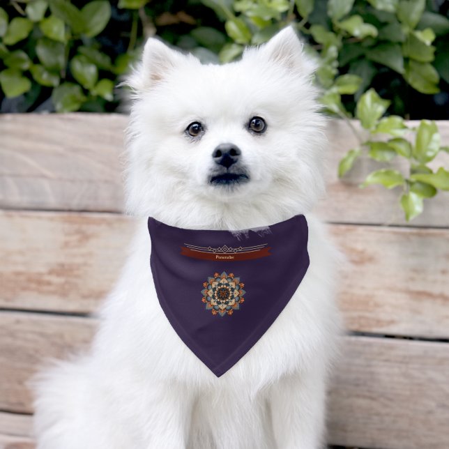 Elegant Flower Mandala Deep Purple Dog Cat  Pet Bandana Collar (Dog)