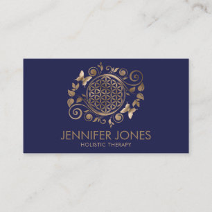Elegant Flower of life ornament - pastel gold Business Card