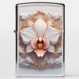 Elegant Flower on Ornate Background Zippo Lighter