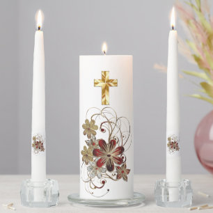 Elegant Flower Ornament Wedding Unity Candles