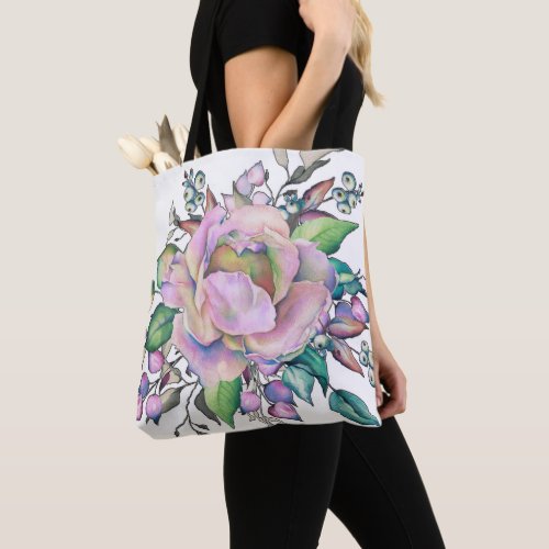 Elegant Flower Pastel Watercolor Tote Bag