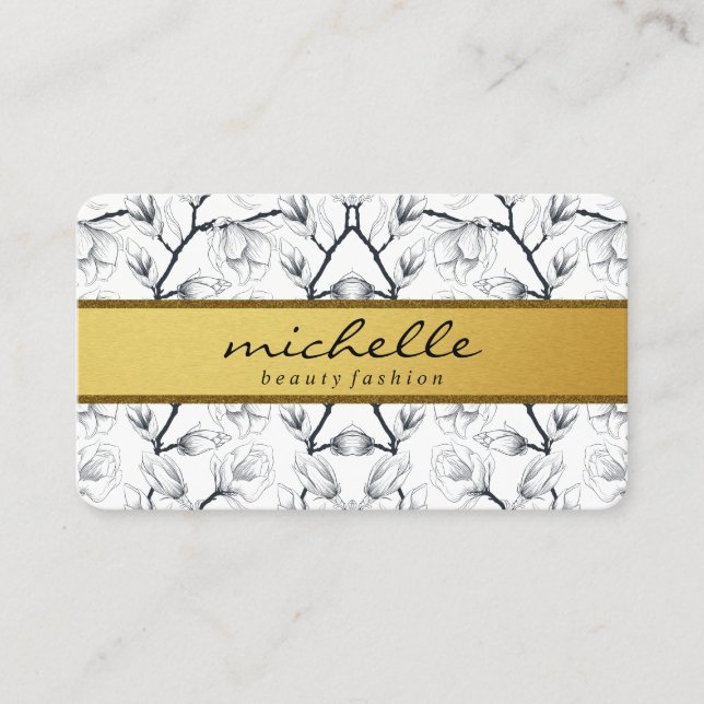 Elegant Flower Pattern Business Card (Front)