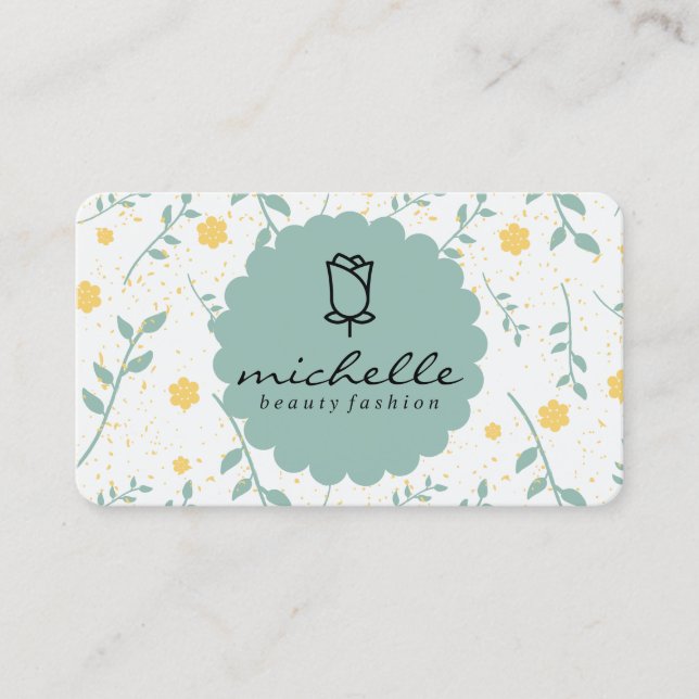 Elegant Flower Pattern Business Card (Front)
