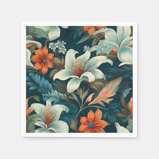 Elegant Flower Pattern Floral Napkins (Front)