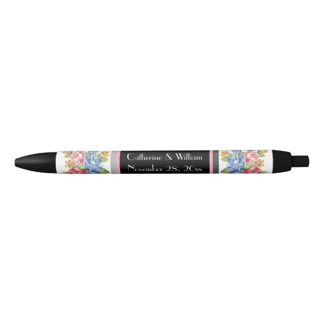 Elegant Flower Pattern Wedding Bride Groom Pen (Front)
