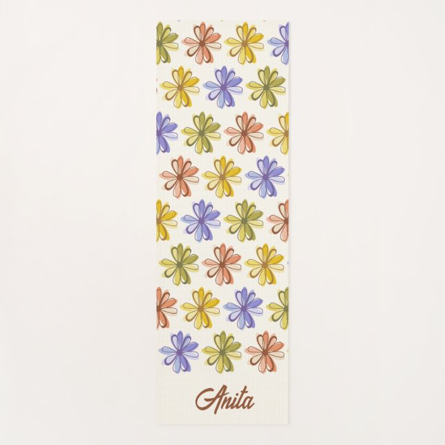 Elegant Flower Pattern Yoga Mat (Front)