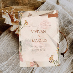 Elegant Flower Plant Texture Bridal Shower Party Invitation