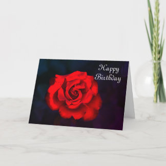 Elegant Flower Red Rose Birthday Card