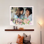 Elegant Flower Script Love You Mom Photo  Acrylic Print<br><div class="desc">Send a beautiful personalized gift to your mom that she'll cherish forever. Have this beautiful watercolor flower special personalized Mother's day photo collage acrylic print to display your own special family photos and memories. Our design features a simple photo design with "mom" designed in a beautiful handwritten black script style...</div>