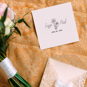 Elegant Flower Script Save the Date Rubber Stamp