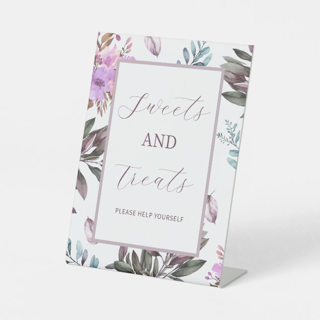 Elegant Flower Sweet And Treats Pedestal Sign (Front)