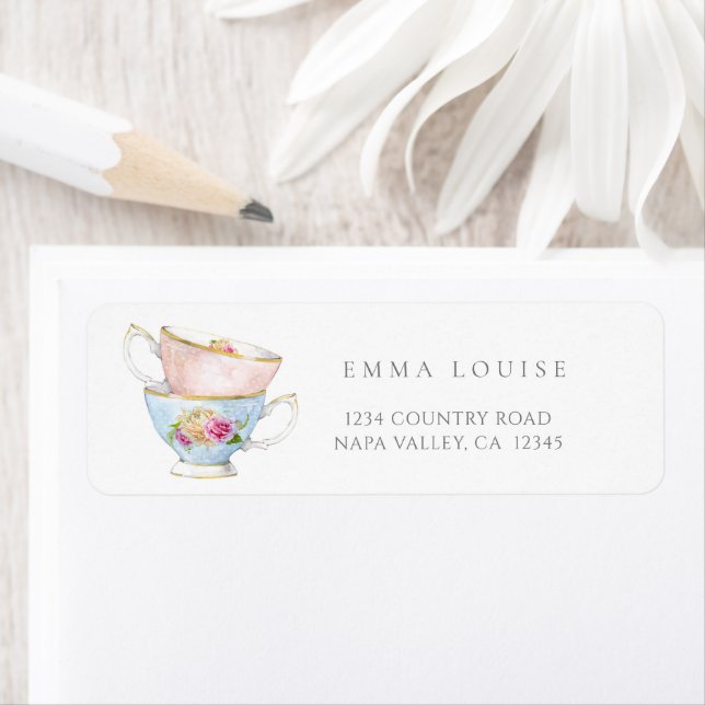 Elegant Flower Tea Bridal Brunch  Address Label (Insitu)
