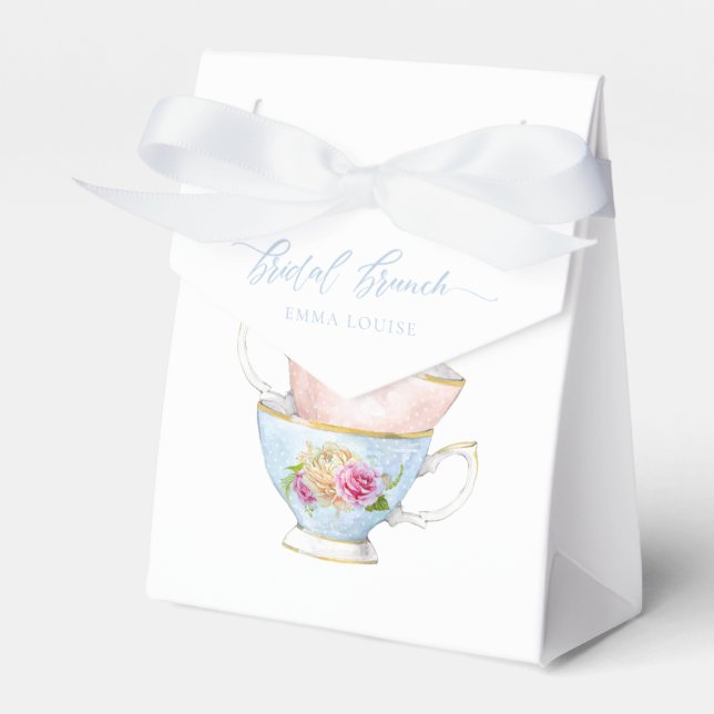 Elegant Flower Tea Bridal Brunch  Favor Boxes (Front Side)