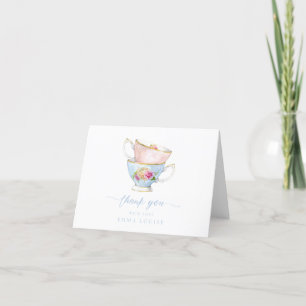 Elegant Flower Tea Bridal Brunch Letterpress Thank You Card