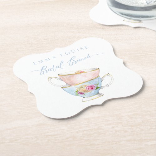 Elegant Flower Tea Bridal Brunch Paper Coaster