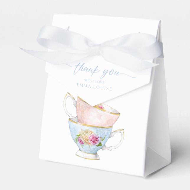 Elegant Flower Tea For Two Brunch Thank You Favor Boxes (Front Side)