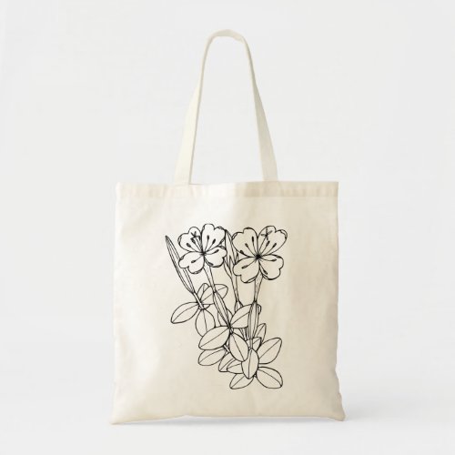 Elegant Flower Tote Bag _ Color Your Own