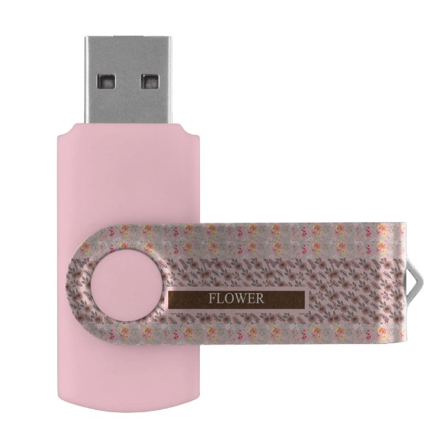 Elegant Flower Watercolor Customize  Flash Drive (Opened)