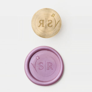 Elegant Flower Wedding Circle Initials Wax Seal Stamp