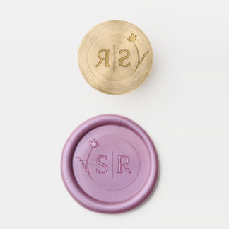 Elegant Flower Wedding Circle Initials Wax Seal Stamp