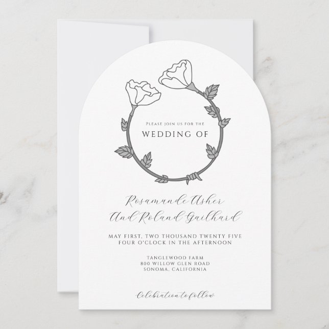 Elegant Flower Wedding Invitation (Front)