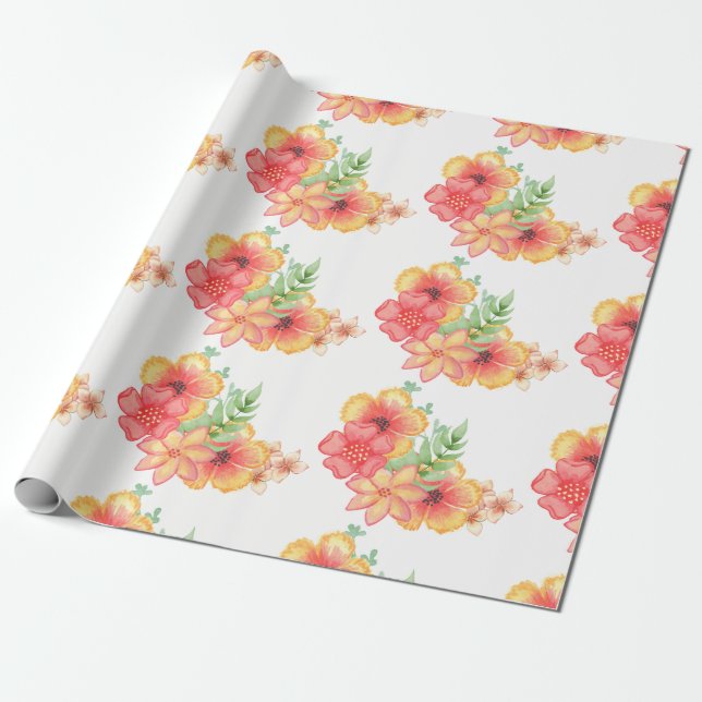 Elegant Flower Wrapping Paper (Unrolled)