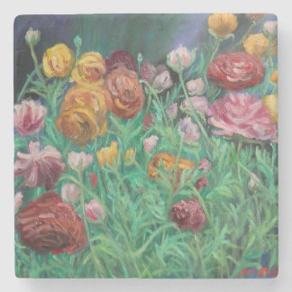 Elegant flowered booths stone coaster